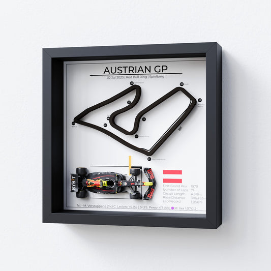 Grand Prix F1 wall decor - frame with Spielberg Austria 2023 GP with Max Verstappen car