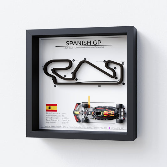 Grand Prix F1 wall decor - frame with Barcelona Spanish 2023 GP with Max Verstappen car