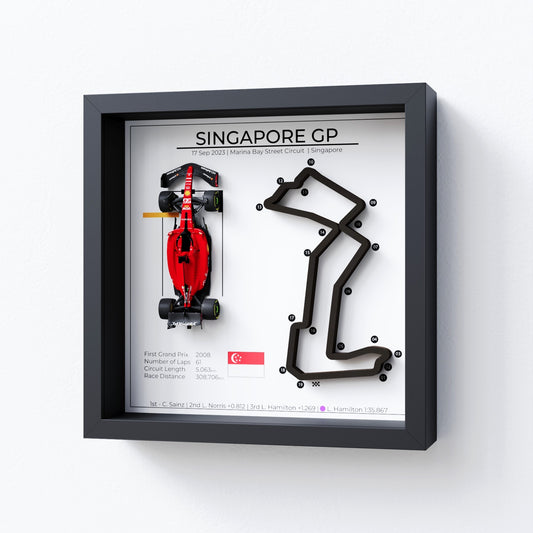 Grand Prix F1 wall decor - frame with Singapore 2023 GP with car